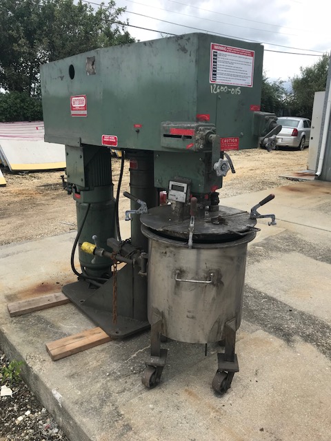 Used Approx. 25 gallon capacity Myers Double Motion change can mixer model 550A-5-5-1475.  Stainless steel contacts. Can is stainless steel and approximately 20